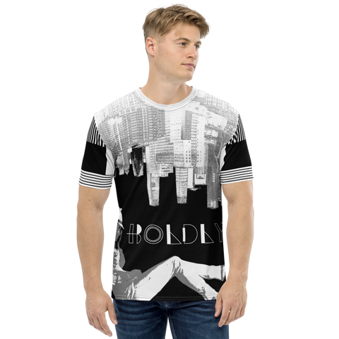 Mens Boldly Skyline Noir Men's Cut & Sew T-shirt