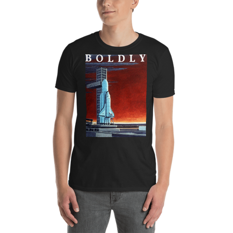 Mens Boldly Buran Space Shuttle Short-Sleeve T-Shirt